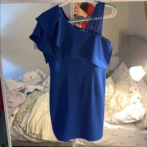One Shoulder Blue Cocktail Dress